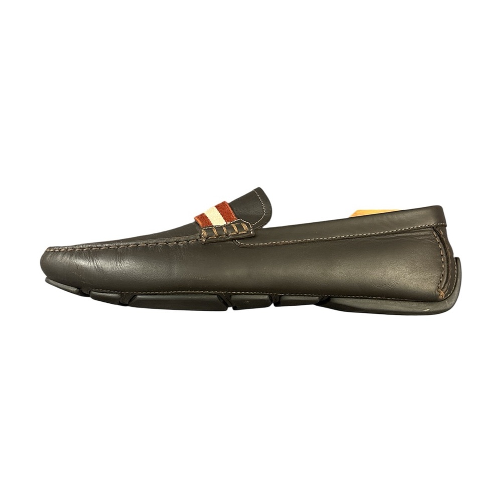 Bally Black Leather Loafers with Red Stripes - Picture 7 of 14